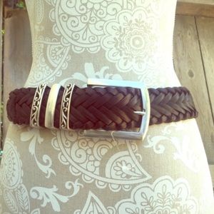 WOOLRICH Thick Brown Braided Belt